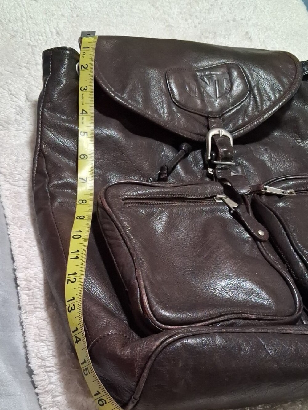 Canyon Outback Dark Brown Leather Backpack with Front Pockets - Picture 9 of 9